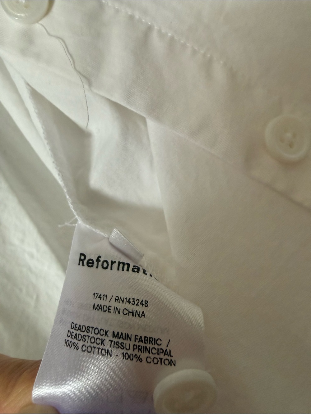 Reformation White 100% Cotton Button Down Shirt - Picture 2 of 4